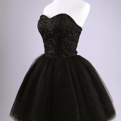 2017 Black Prom Dress Strapless Ball Gown Tulle Party Dress Short Celebrity Dresses Evening 