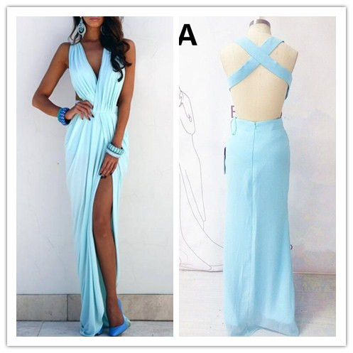 prom dress ruffles sleeveless neck light side sexy
